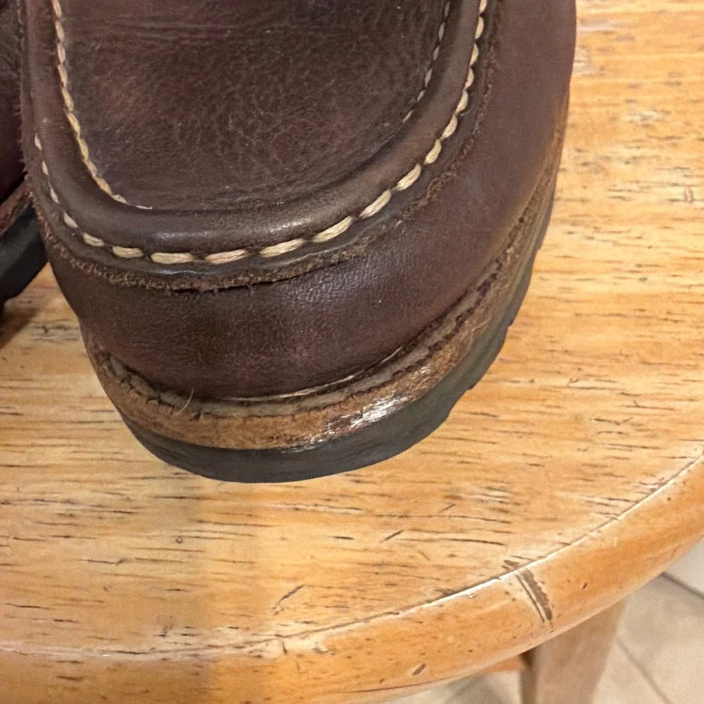 Cole Haan Mens Moc Toe Boots Brown 9M Leather Country Lace Up Lug Sole